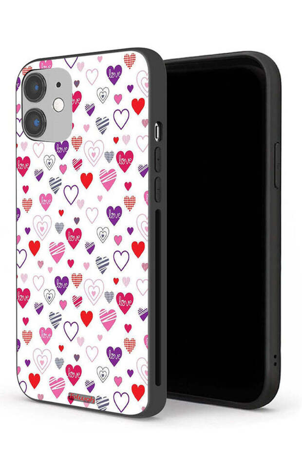 غطاء حماية لهاتف Apple iPhone 12 برسومات قلوب
