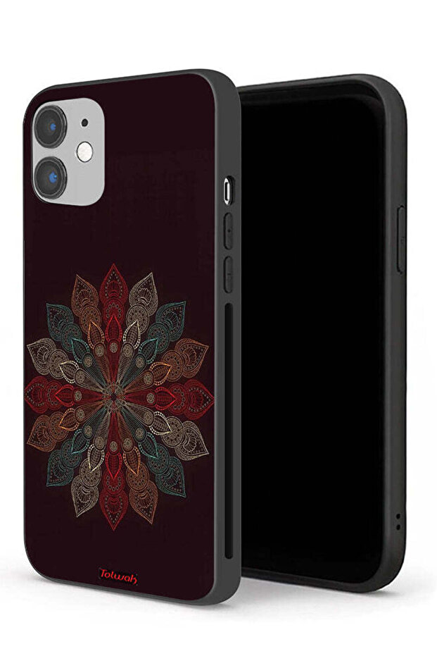 غطاء حماية لجهاز Apple iPhone 12 بتصميم زهرة ماندالا