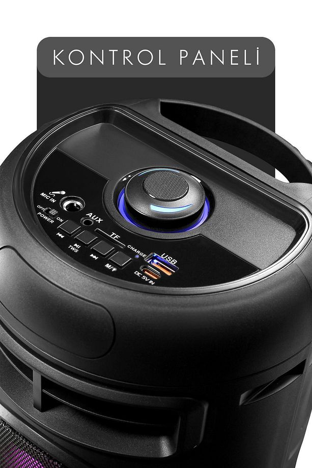 Karaoke Mikrofonlu Bluetooth Hoparlör Parti Led Işıklı Ses Sistemi MXBoom - 4