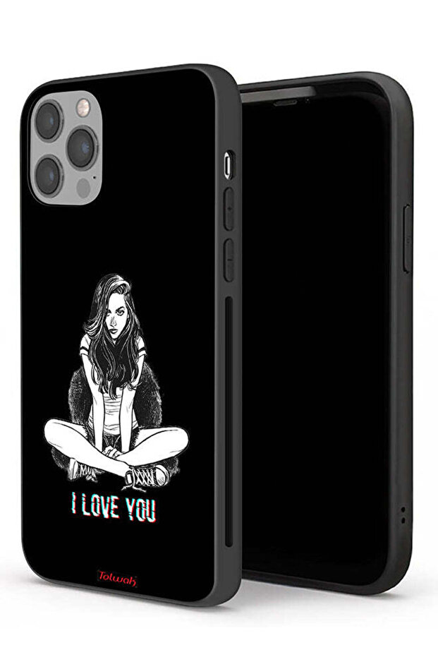 جراب حماية لجهاز Apple iPhone 12 Pro Max مطبوع عليه عبارة "أحبك"