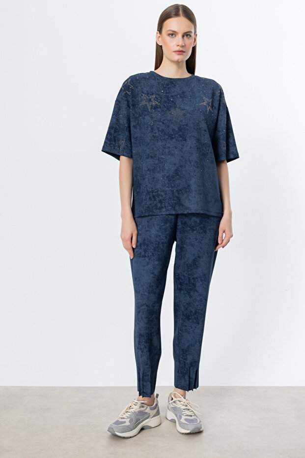 Önü Taşlı Yıldız Detaylı Bluz - 3