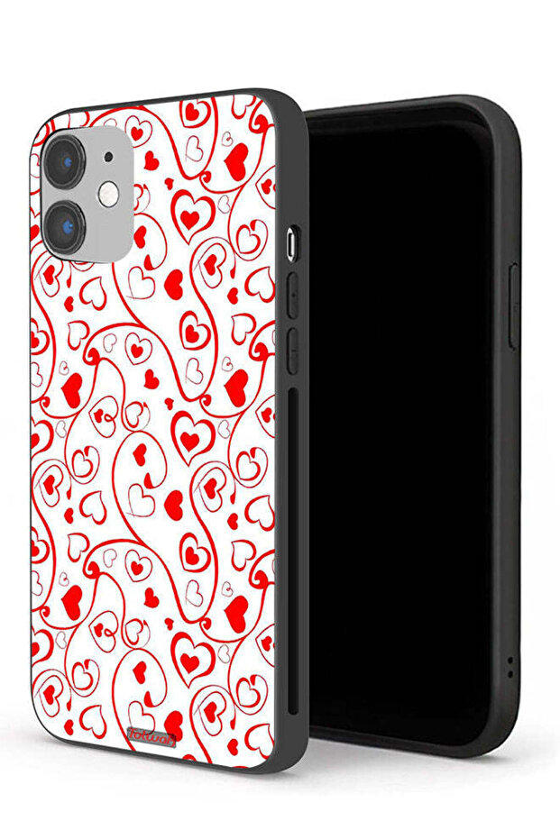 جراب حماية لجهاز Apple iPhone 12 بنقشة قلوب - 1