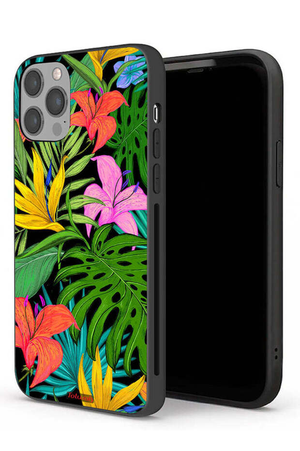 Apple iPhone 12 Pro Max Protective Case Pattern Tropical Flowers Leaves