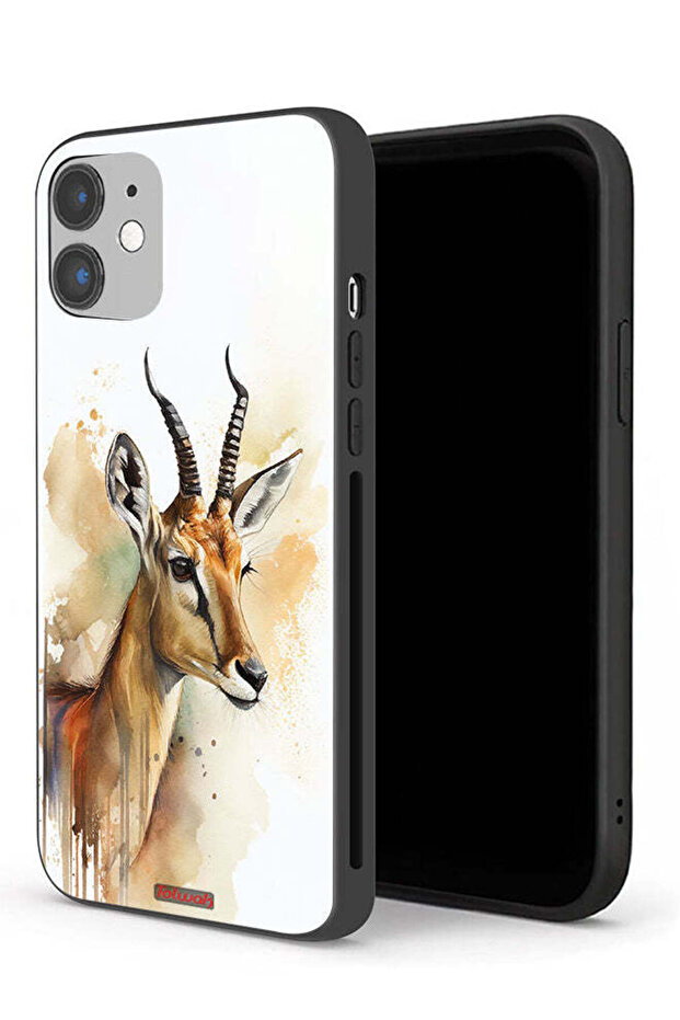 جراب حماية لجهاز Apple iPhone 12 بتصميم فن تجريدي على شكل غزال