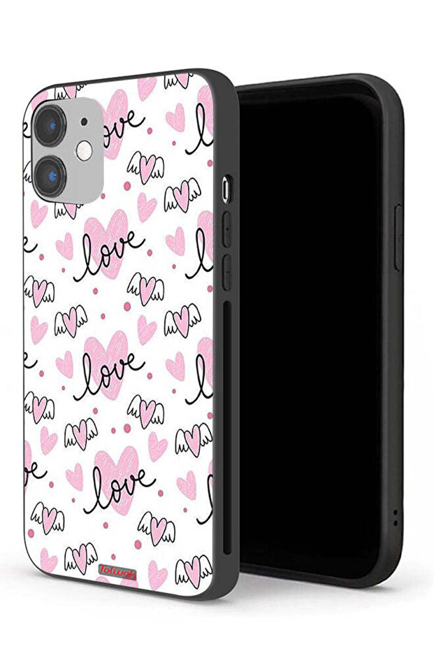 جراب حماية لجهاز Apple iPhone 12 بنمط فني للحب والقلب