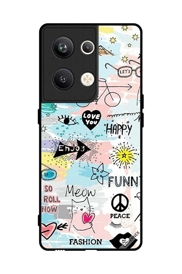 غطاء حماية لهاتف Oppo Reno 9 Pro Plus Doodle Meow Enjoy