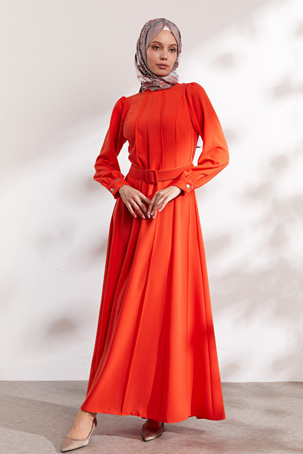 Kemerli Parçalı Elbise - 3