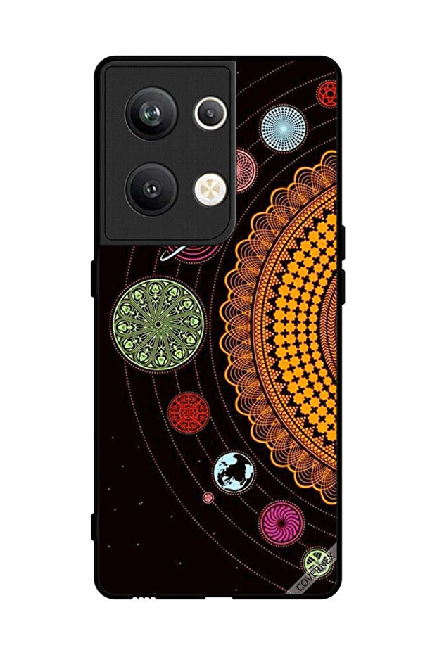 غطاء حماية لهاتف Oppo Reno 9 Pro Plus بتصميم فن النظام الشمسي الماندالا
