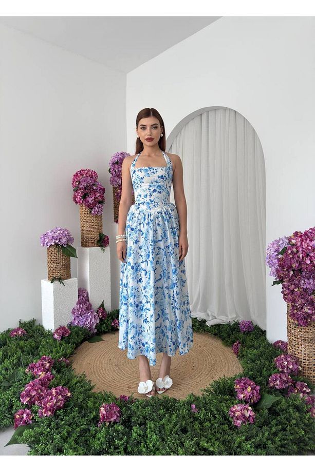 Rans Çiçek Desen Midi Elbise - 8