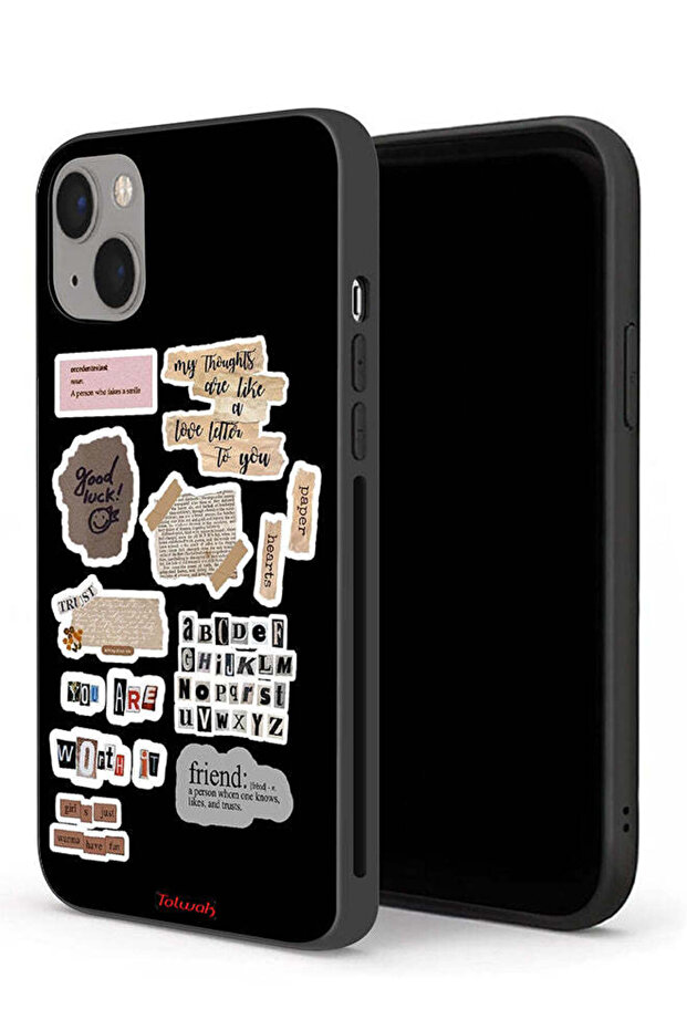 جراب حماية لجهاز Apple iPhone 13 mini مع ملصقات اقتباسات الحظ السعيد