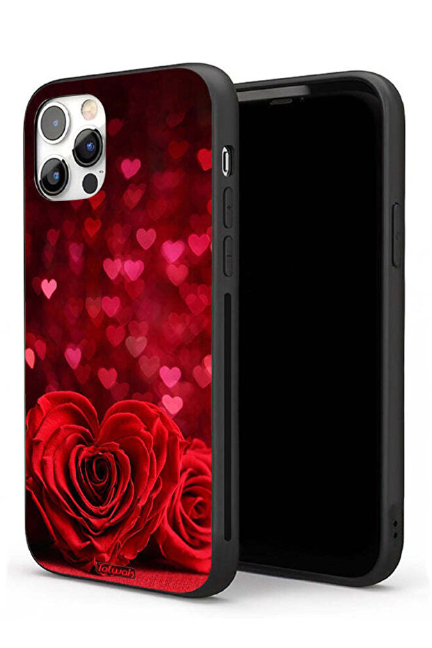 غطاء حماية لجهاز Apple iPhone 11 Pro Max بتصميم زهور على شكل قلب وفن تجريدي