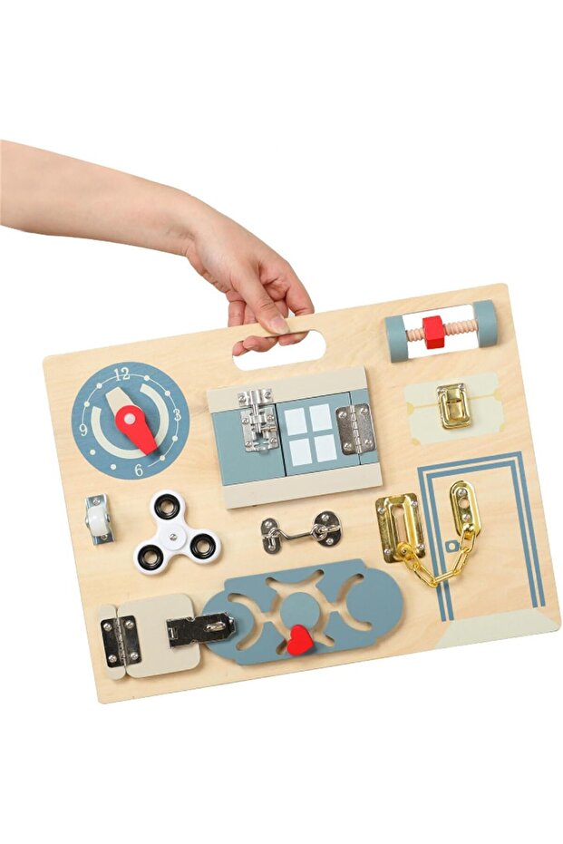 - Andrew Kids 10 in 1 Wooden Busy Board Set - A