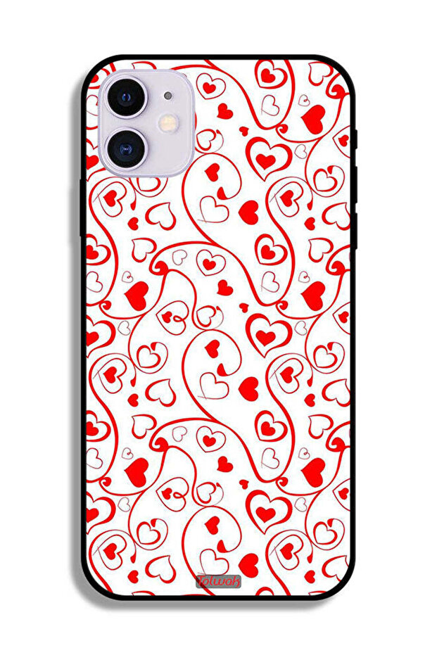 جراب حماية لجهاز Apple iPhone 12 بنقشة قلوب - 2