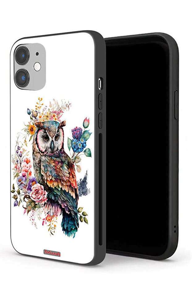 غطاء حماية لجهاز Apple iPhone 12 بتصميم بومة فنية تجريدية