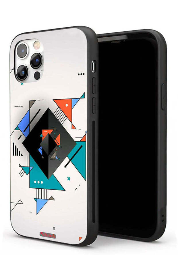 غطاء حماية لجهاز Apple iPhone 11 Pro Max بأشكال مربعة ومثلثة ونمط تجريدي