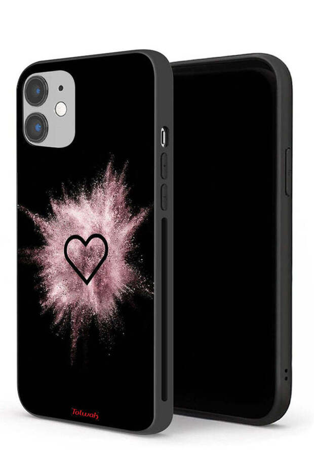 جراب حماية لهاتف Apple iPhone 12 بتصميم قلب لامع