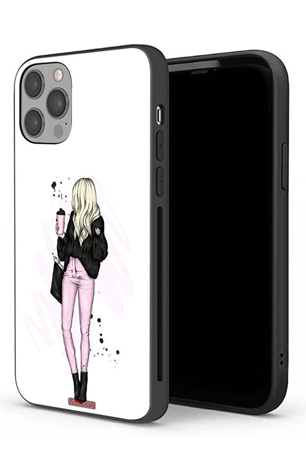 جراب حماية لجهاز Apple iPhone 12 Pro Max، فتاة تحمل فن فنجان القهوة