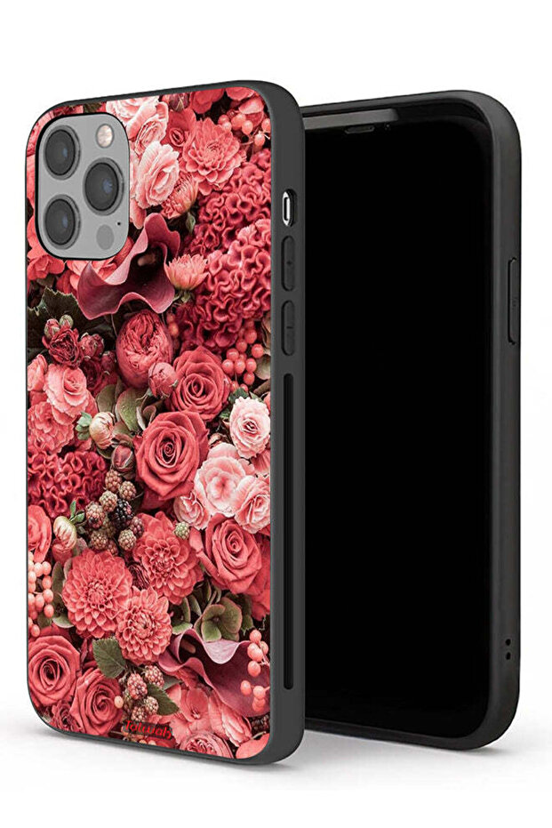 غطاء حماية لجهاز Apple iPhone 12 Pro - لون الخوخ والورود