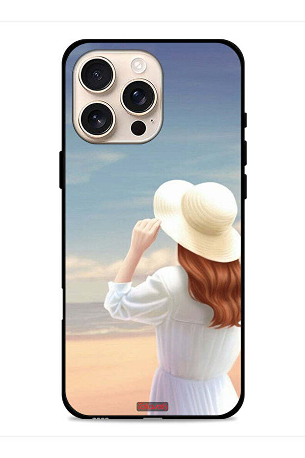 غطاء حماية لجهاز Apple iPhone 16 Pro Max بتصميم قبعة فتاة واقفة