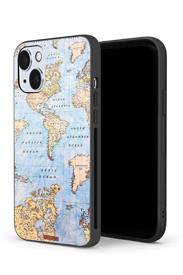 جراب حماية لجهاز Apple iPhone 14 بتصميم خريطة العالم - 1