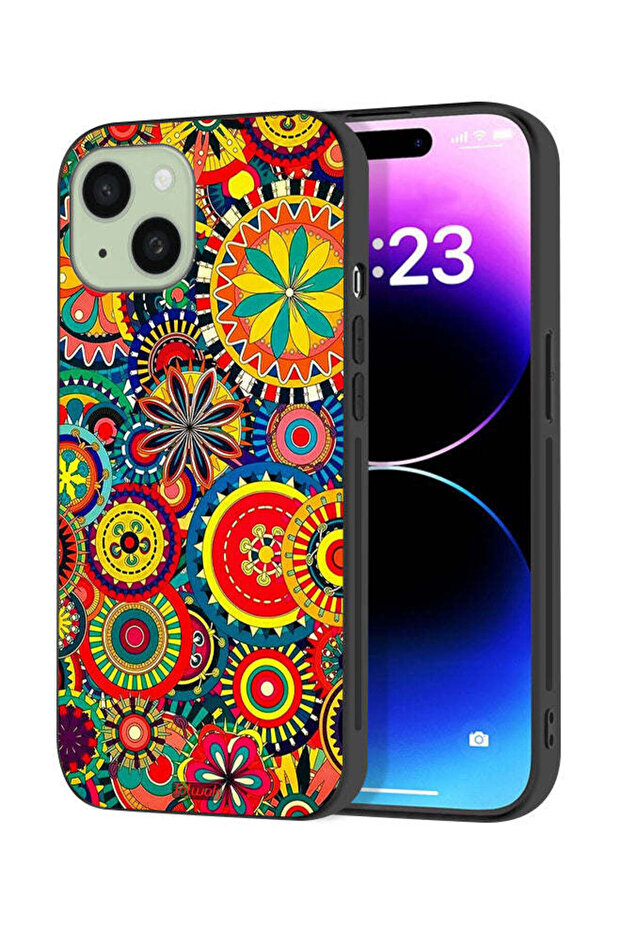 Apple iPhone 15 Plus Protective Case Cover Colorful Mandala Pattern