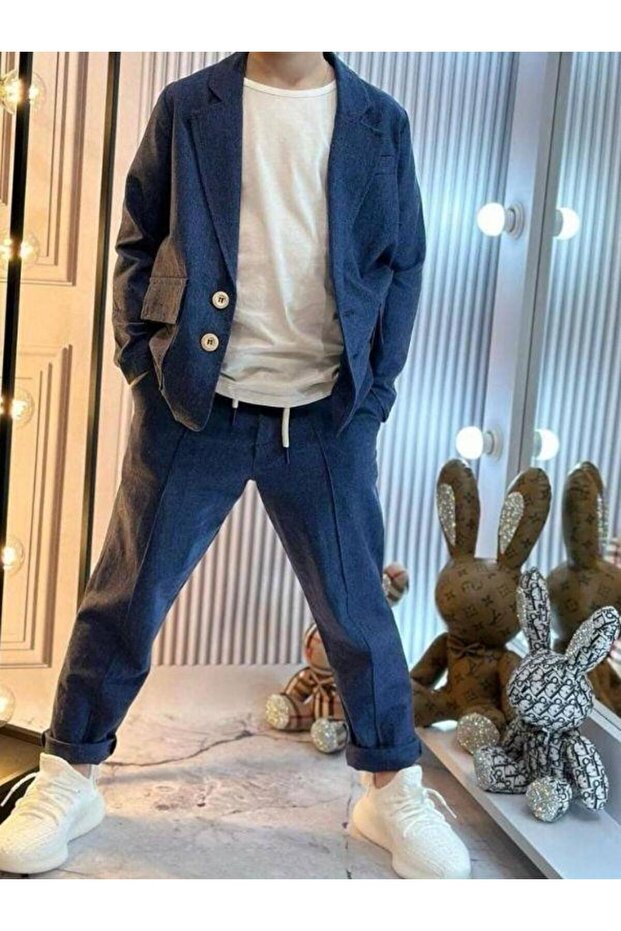 بدلة أساسية ثلاثية من الكتان للأطفال الرضع - 3