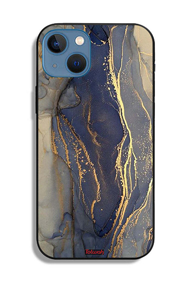 غطاء حماية لجهاز Apple iPhone 13 بنمط رخامي لامع - 2