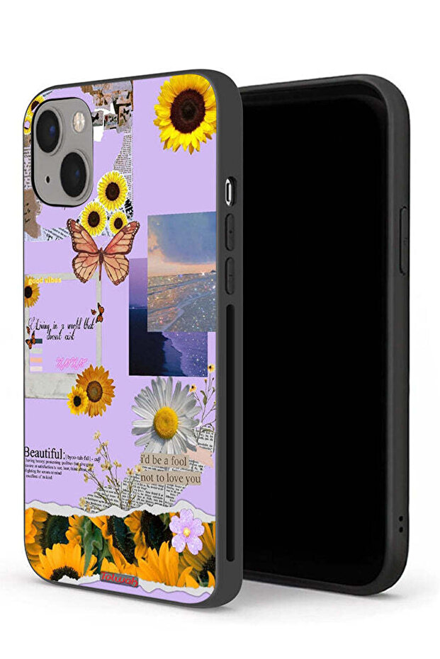 جراب حماية لجهاز Apple iPhone 13 mini بملصقات عباد الشمس الجميلة