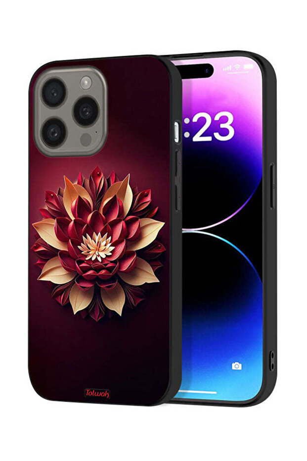 غطاء حماية لجهاز Apple iPhone 15 Pro Max بتصميم زهور تجريدية
