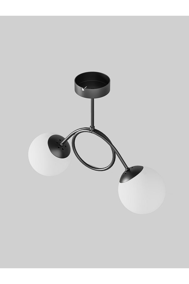 ARVEN Modern Metal Gövdeli 2'li Cam Küre Avize | Yay Formlu Aydınlatma Avize Modeli - 4