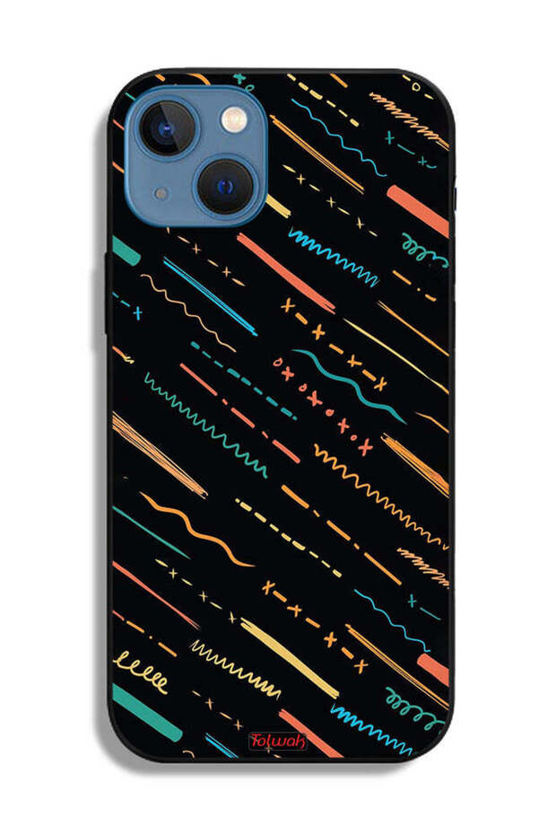 جراب حماية لجهاز Apple iPhone 13 X بنمط خطوط تجريدية - 2