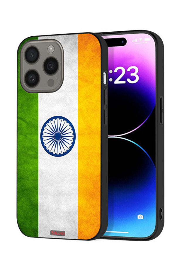 غطاء حماية لجهاز Apple iPhone 15 Pro Max بطبعة علم هندي مضيء