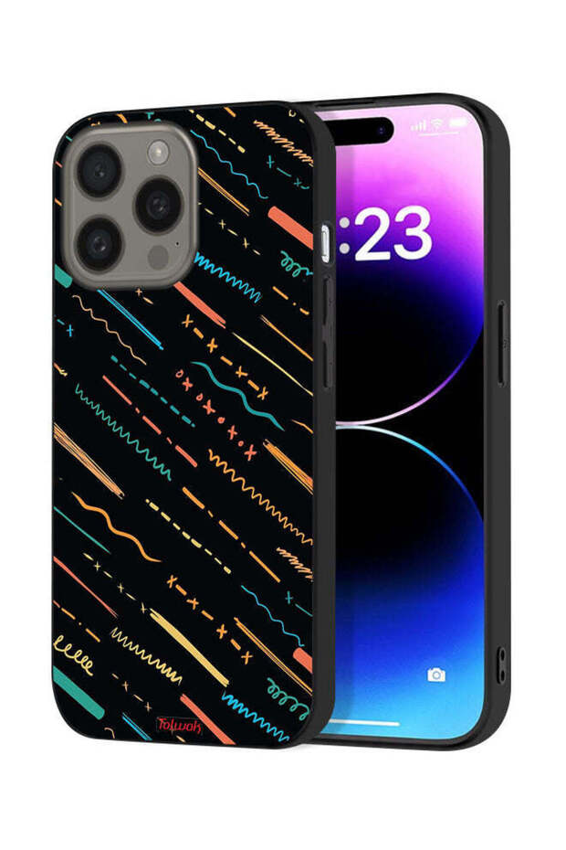 غطاء حماية لجهاز Apple iPhone 15 Pro Max بنمط خطوط تجريدية X