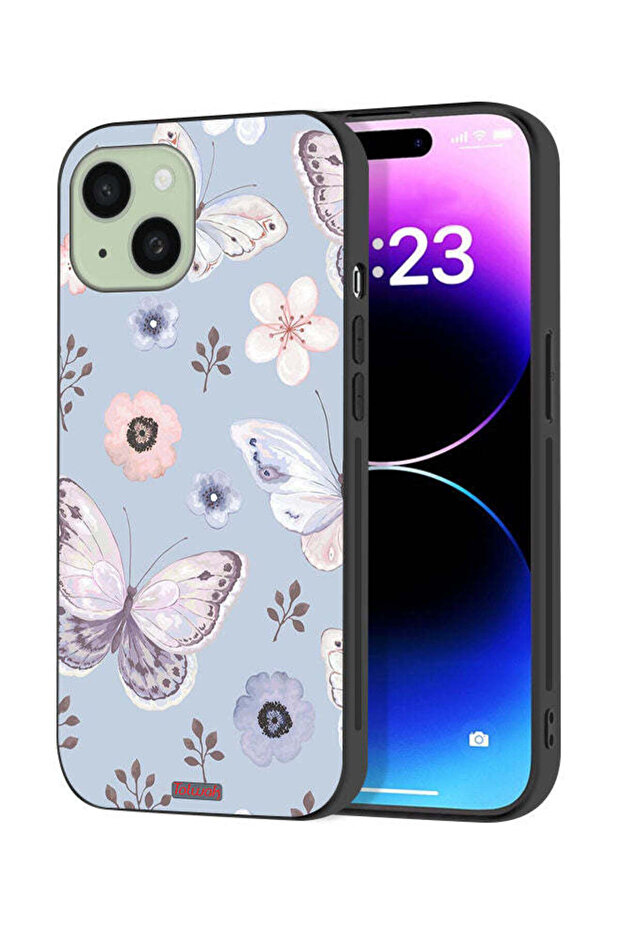 Apple iPhone 15 Plus Protective Case Cover Butterflies And Flowers