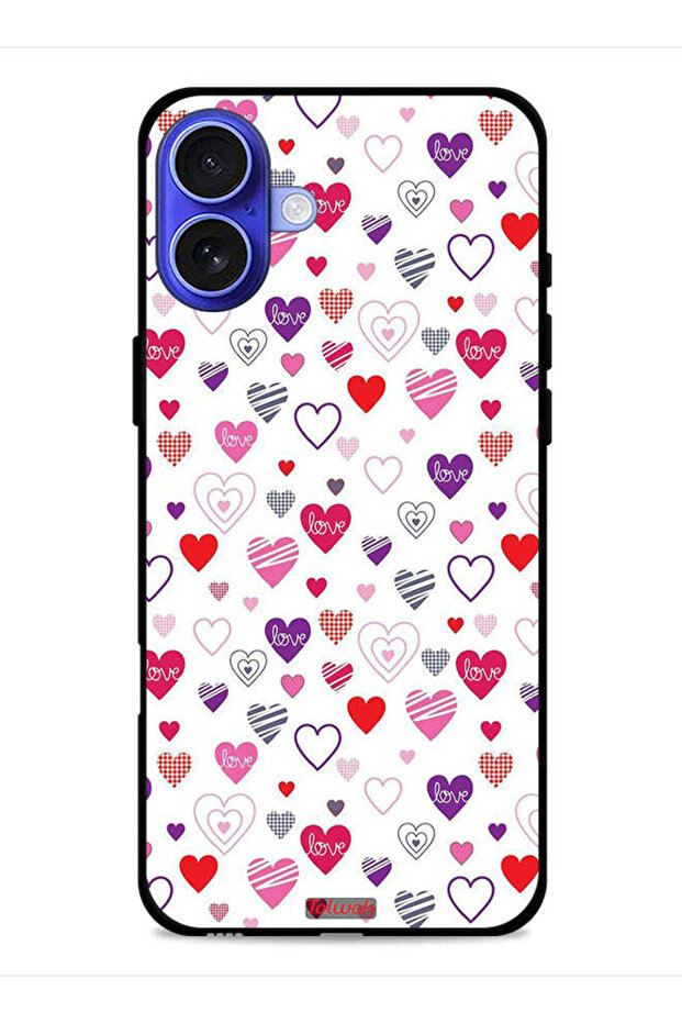 غطاء حماية لجهاز Apple iPhone 16 Plus بتصميم قلوب