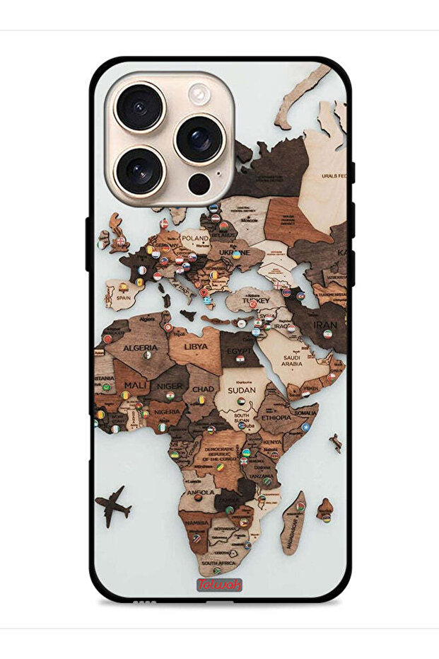 غطاء حماية لجهاز Apple iPhone 16 Pro Max بتصميم خريطة العالم