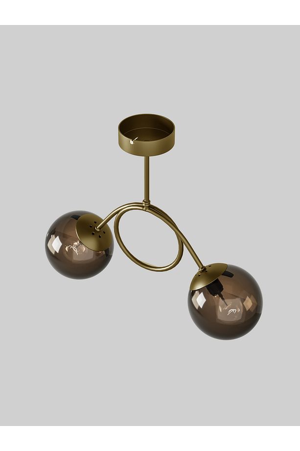 ARVEN Modern Eskitme Metal Gövdeli 2'li Bal Cam Küre Avize | Yay Formlu Aydınlatma Avize Modeli - 4