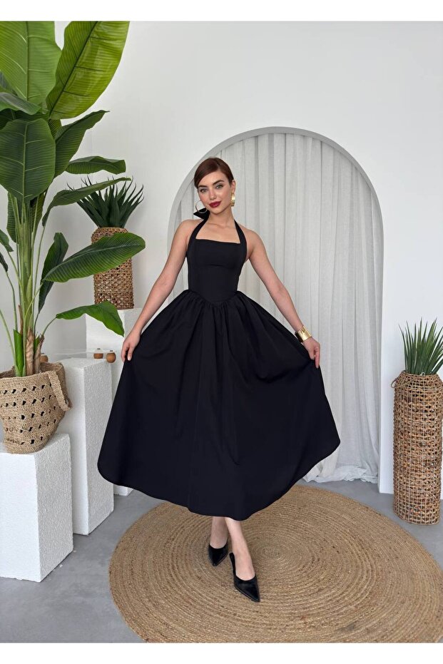 Fedro Poplin Uzun Elbise - 5