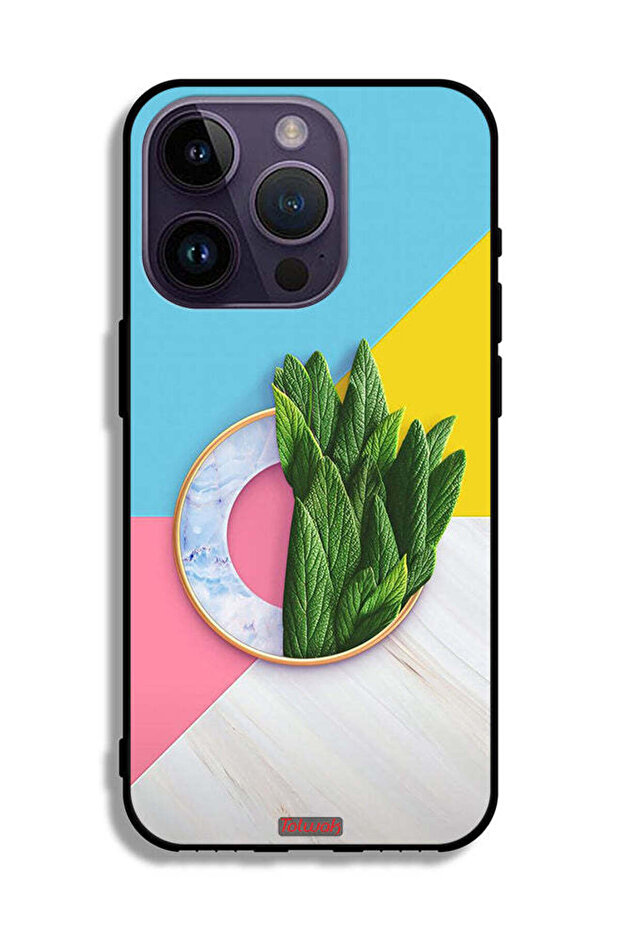 جراب حماية لهاتف Apple iPhone 14 Pro بنمط أوراق تجريدية - 2