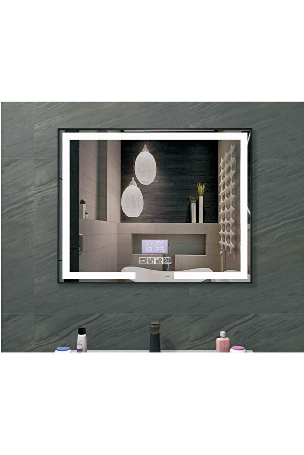 TRENDY'S bathroom mirror, rectangular, with LED, touch sensor, LCD display for clock, temperature - 1