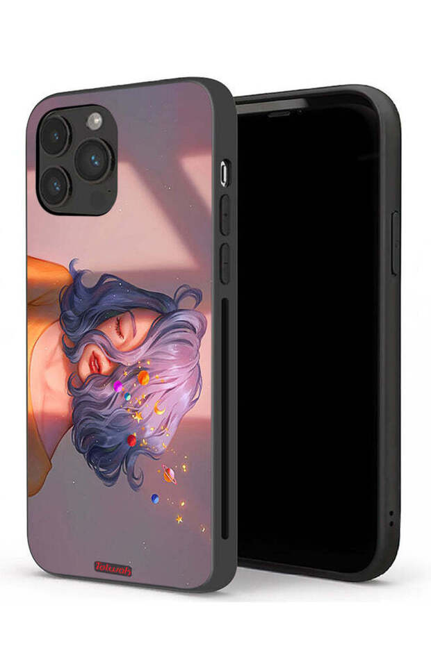 جراب حماية لجهاز Apple iPhone 13 Pro بتصميم فتاة وفن الفضاء
