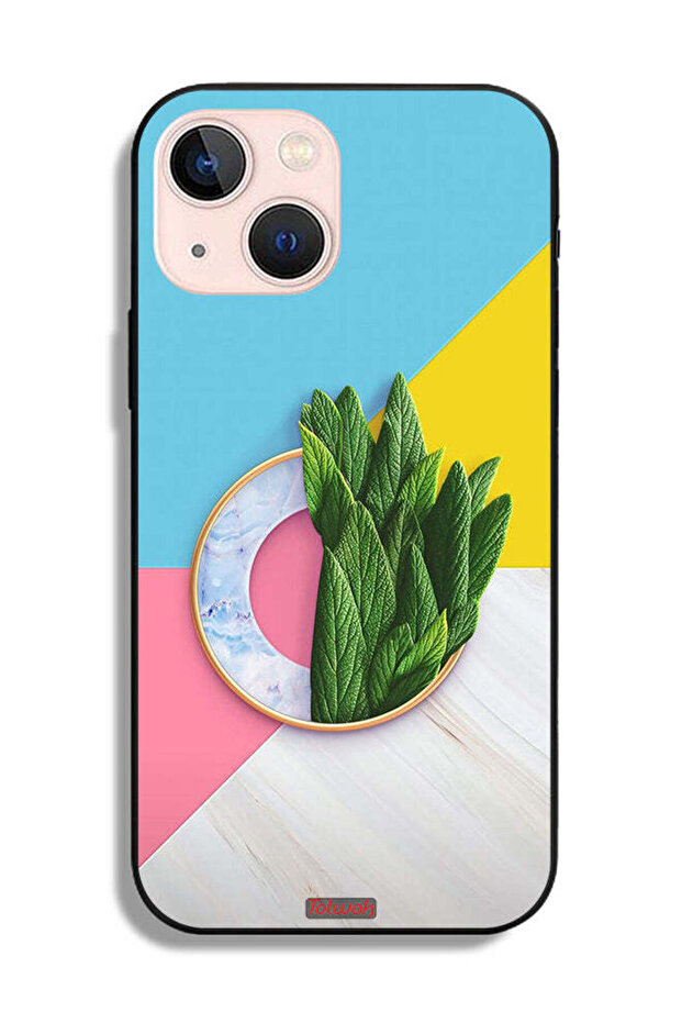 جراب حماية لجهاز Apple iPhone 13 mini بنمط أوراق تجريدية - 2