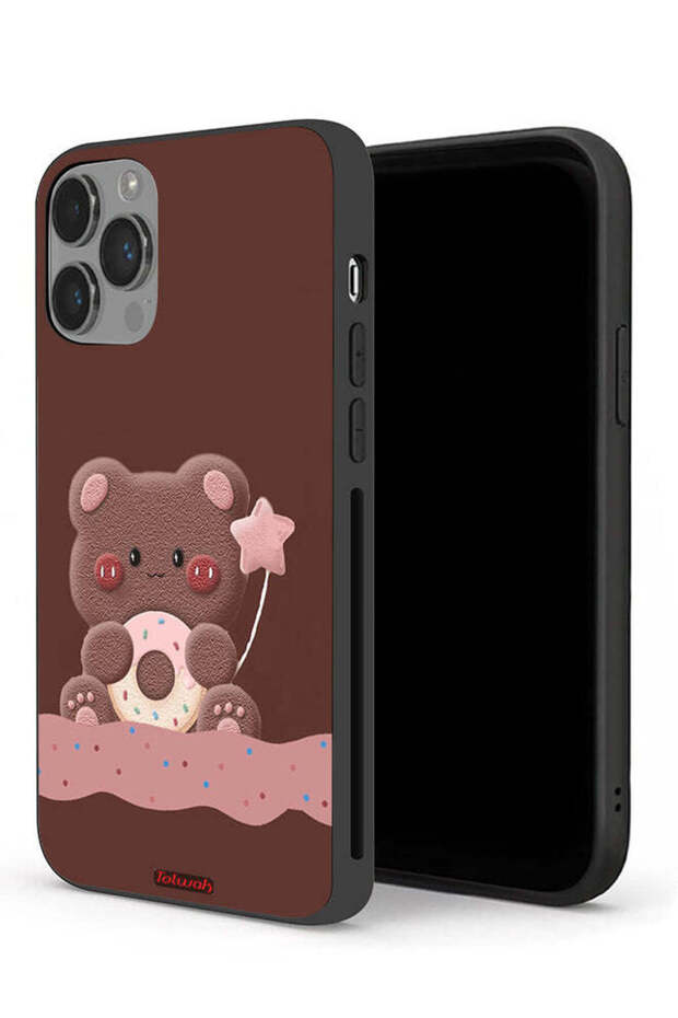 غطاء حماية لجهاز Apple iPhone 14 Pro Max بتصميم دب الدونات