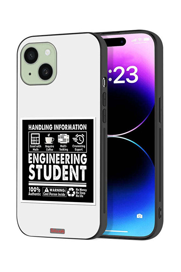 غطاء حماية لجهاز Apple iPhone 15 Plus ملصق طالب هندسة