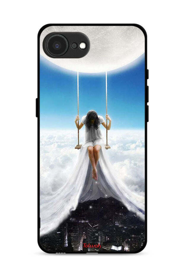 غطاء حماية لجهاز Apple iPhone 16e بتصميم فن مدينة الغيوم القمرية
