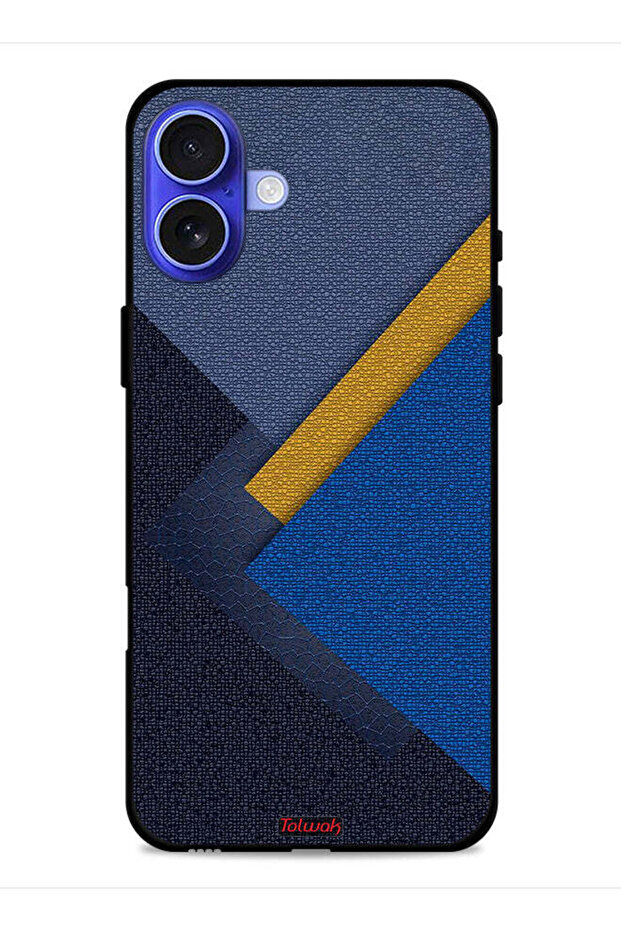 Apple iPhone 16 Plus Protective Case Cover Triangles Leather Shades Pattern