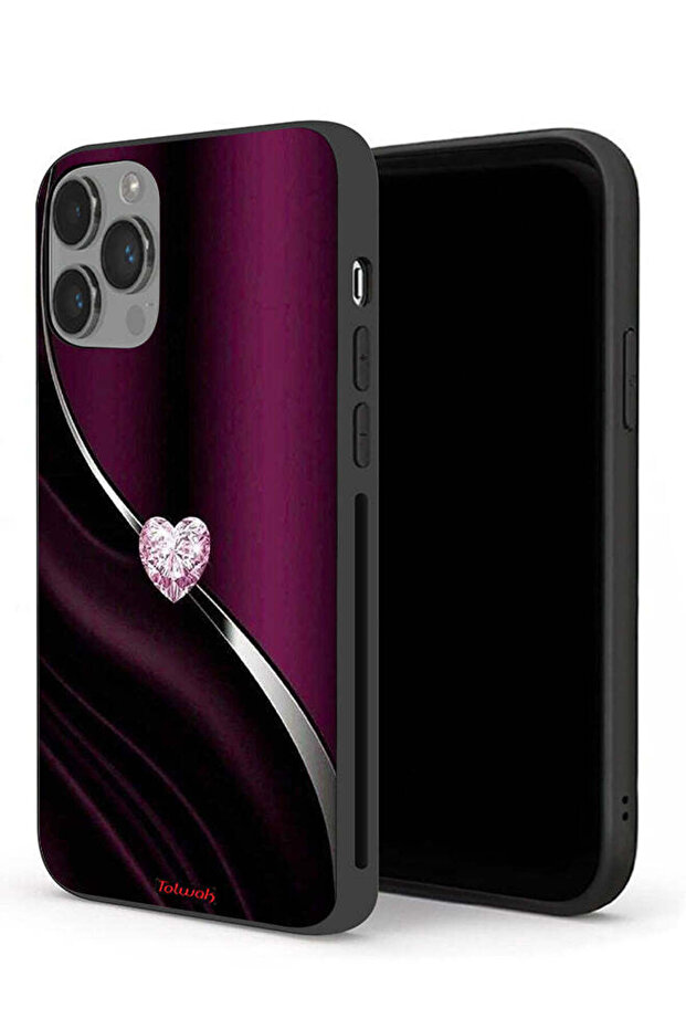 غطاء حماية لجهاز Apple iPhone 14 Pro Max بتصميم قلب ماسي