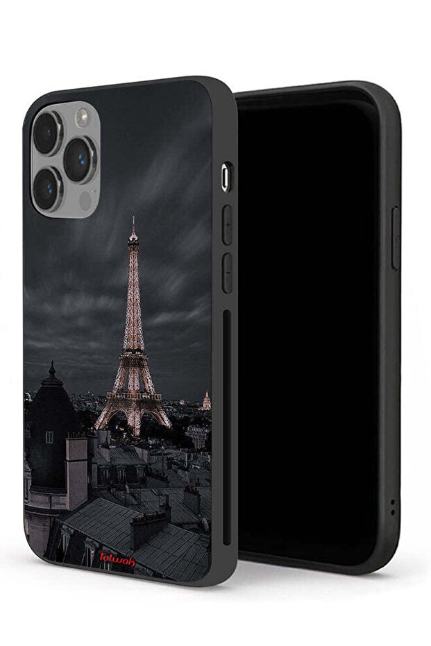 جراب حماية لجهاز Apple iPhone 14 Pro Max بتصميم برج إيفل في الليل