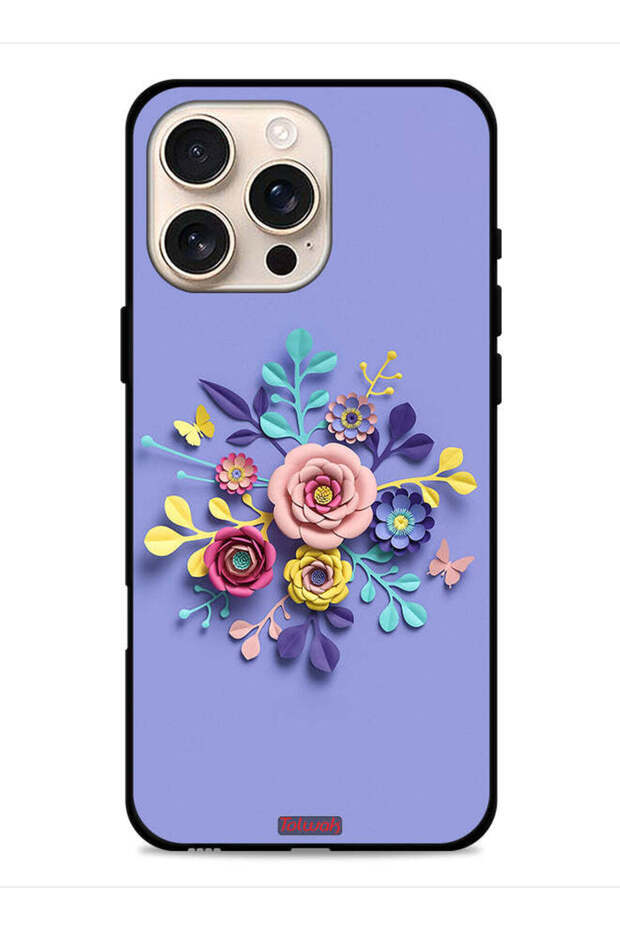 غطاء حماية لجهاز Apple iPhone 16 Pro Max بتصميم زهور فنية