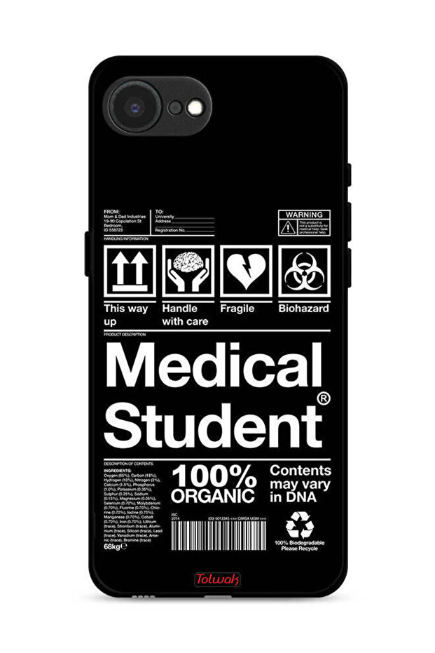 غطاء حماية لجهاز Apple iPhone 16e، ملصق طالب الطب